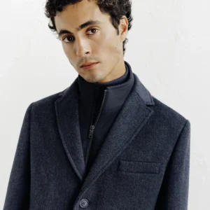 MANTEAU VILLE À PARMENTURE AMOVIBLE BLEU DENIM